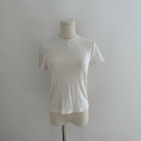 RE/DONE White Ribbed Baby Tee Size Small - Picture 1 of 5